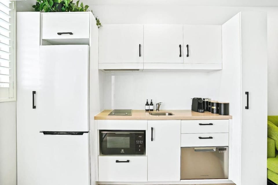 Kitchen or kitchenette, dishwasher, stove