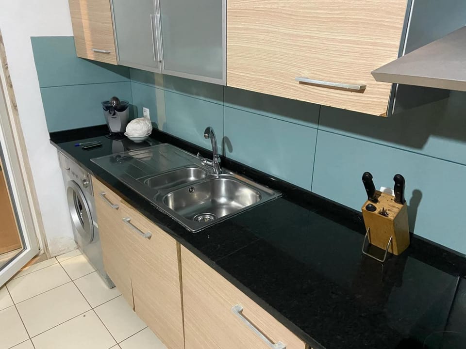 Kitchen or kitchenette, stove