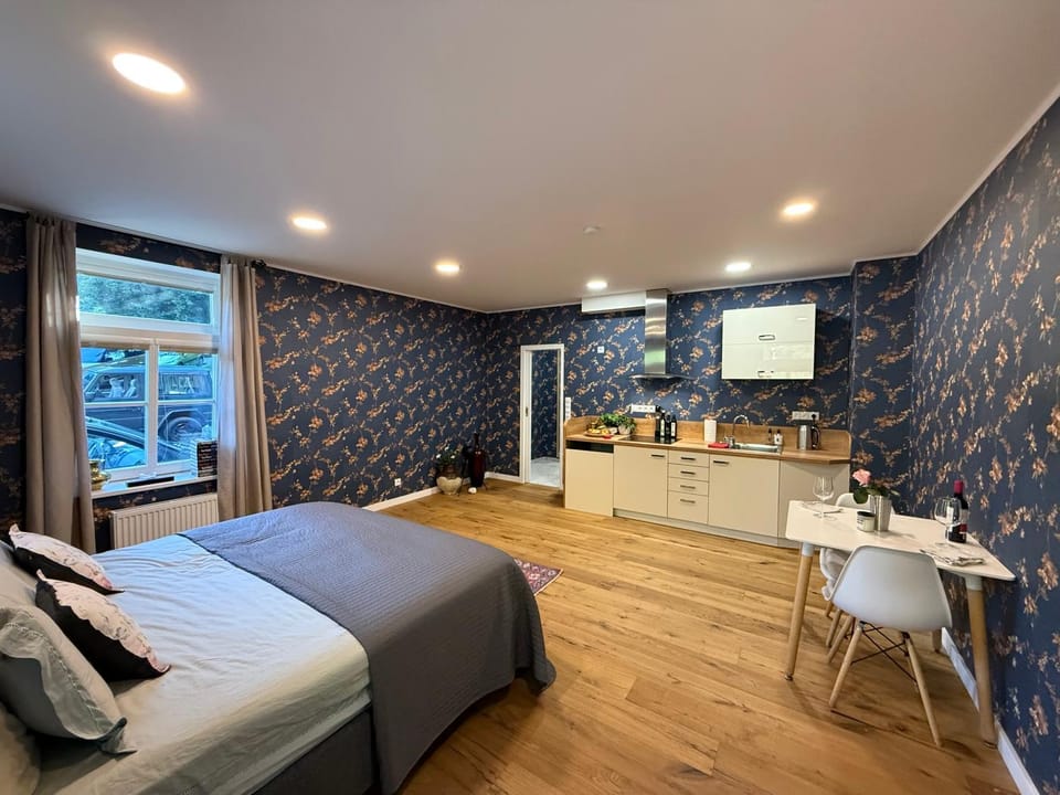 Bed, Kitchen or kitchenette, Seating area, Bedroom