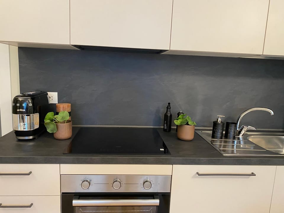 Kitchen or kitchenette, stove
