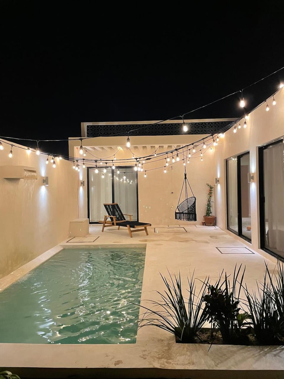 Patio, Night, Balcony/Terrace, Swimming pool, Swimming pool, sunbed