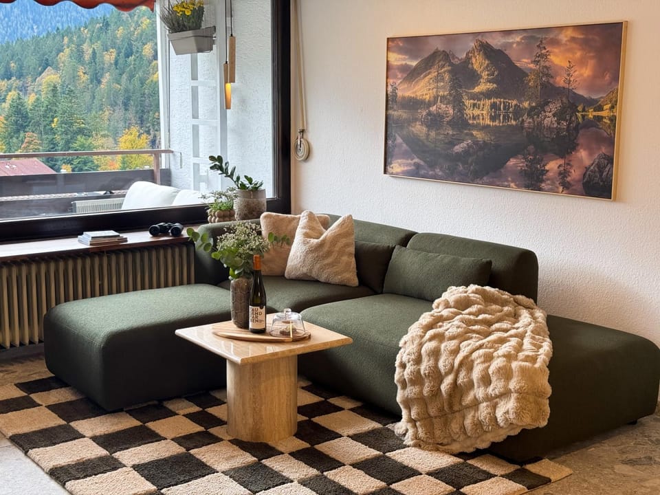 Natural landscape, Living room, Seating area, Mountain view