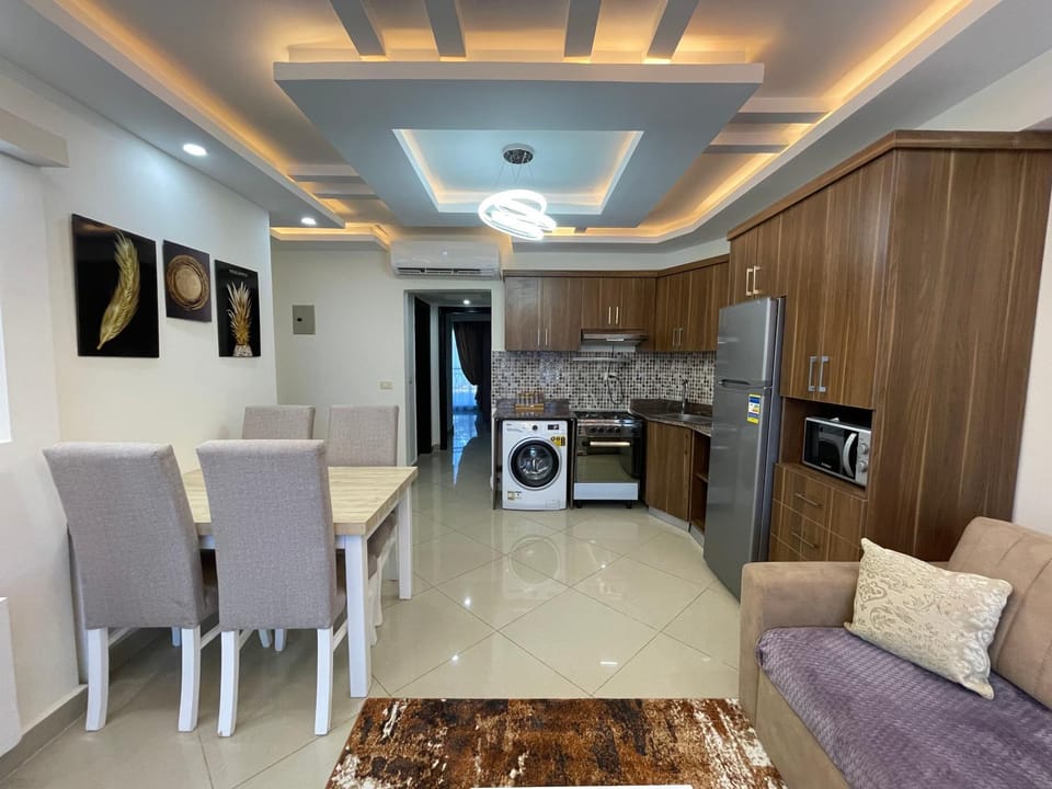 Kitchen or kitchenette, Seating area, Dining area, stove, washing machine