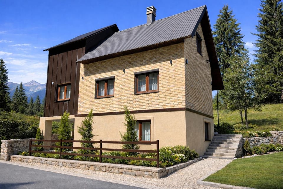 Property building, Facade/entrance, Summer, City view, Mountain view