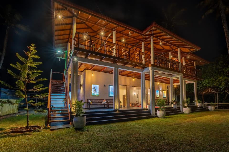 Property building, Night, Garden