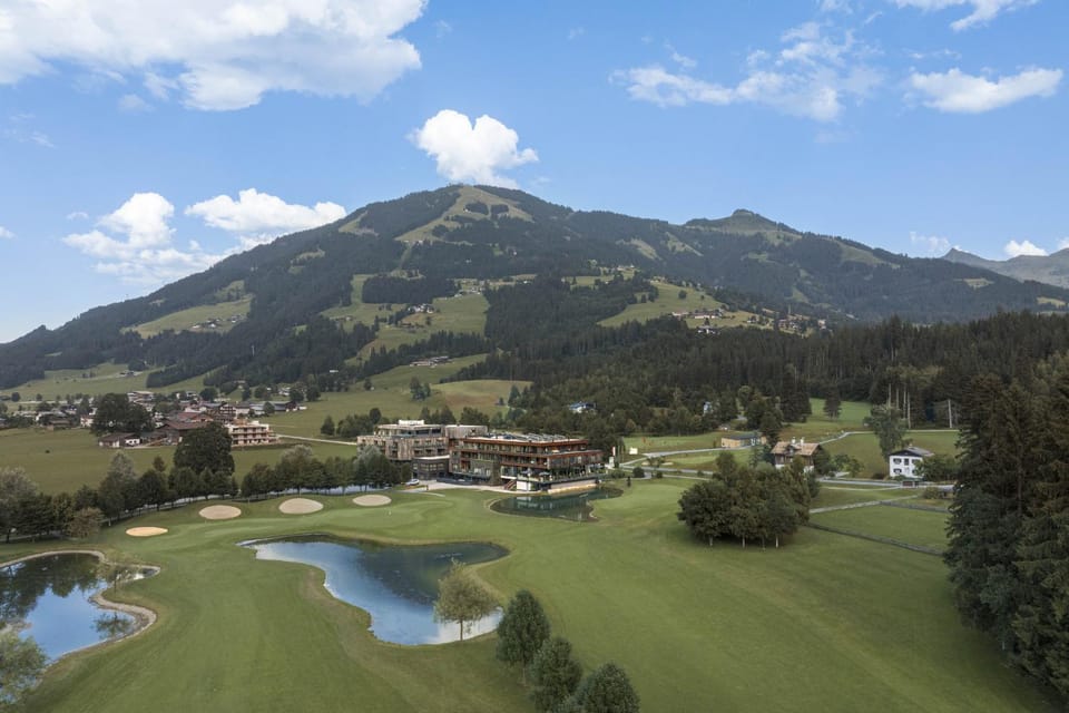 Natural landscape, Bird's eye view, Golfcourse, Mountain view