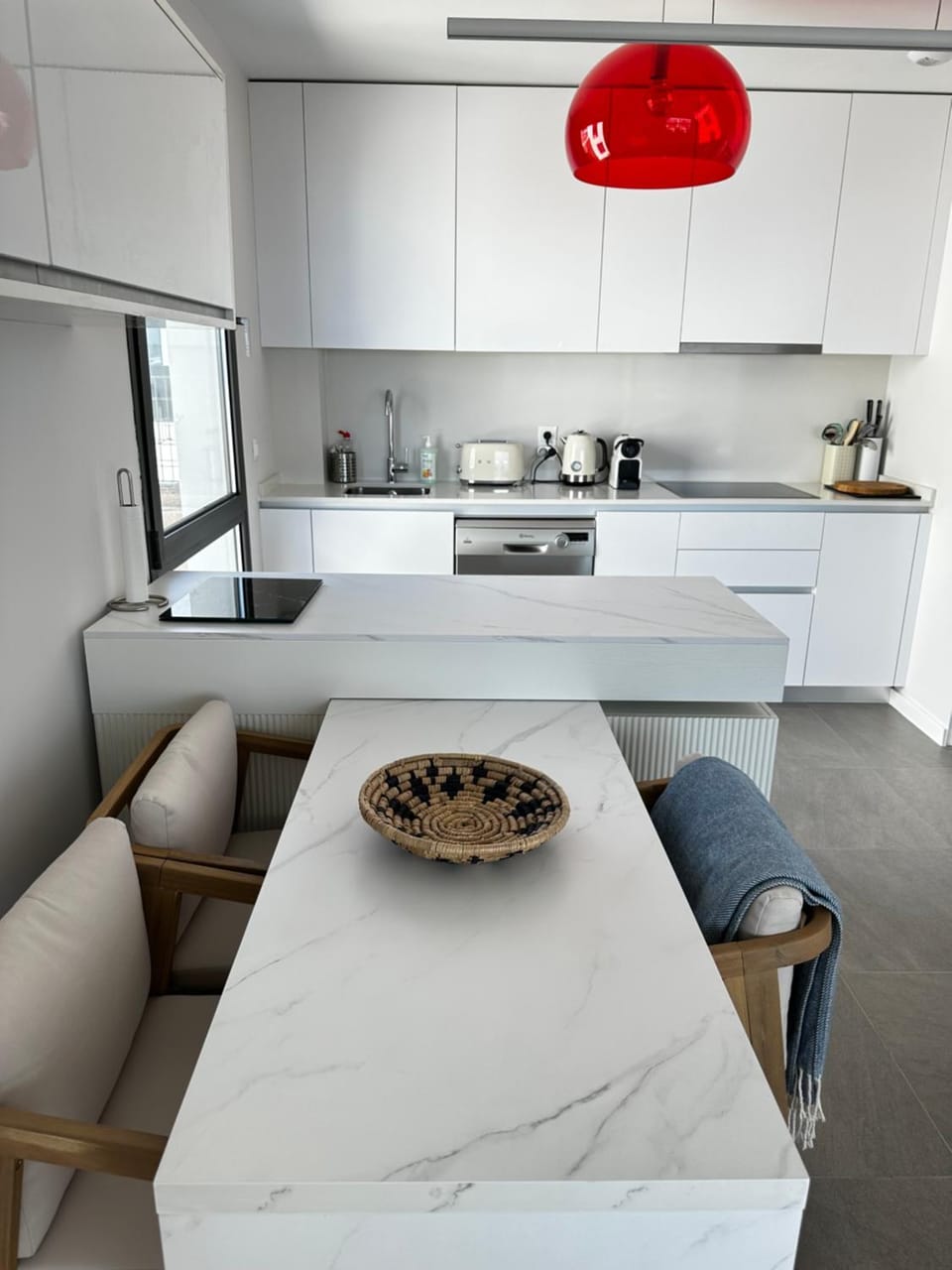 Kitchen or kitchenette, Living room, Dining area, stove