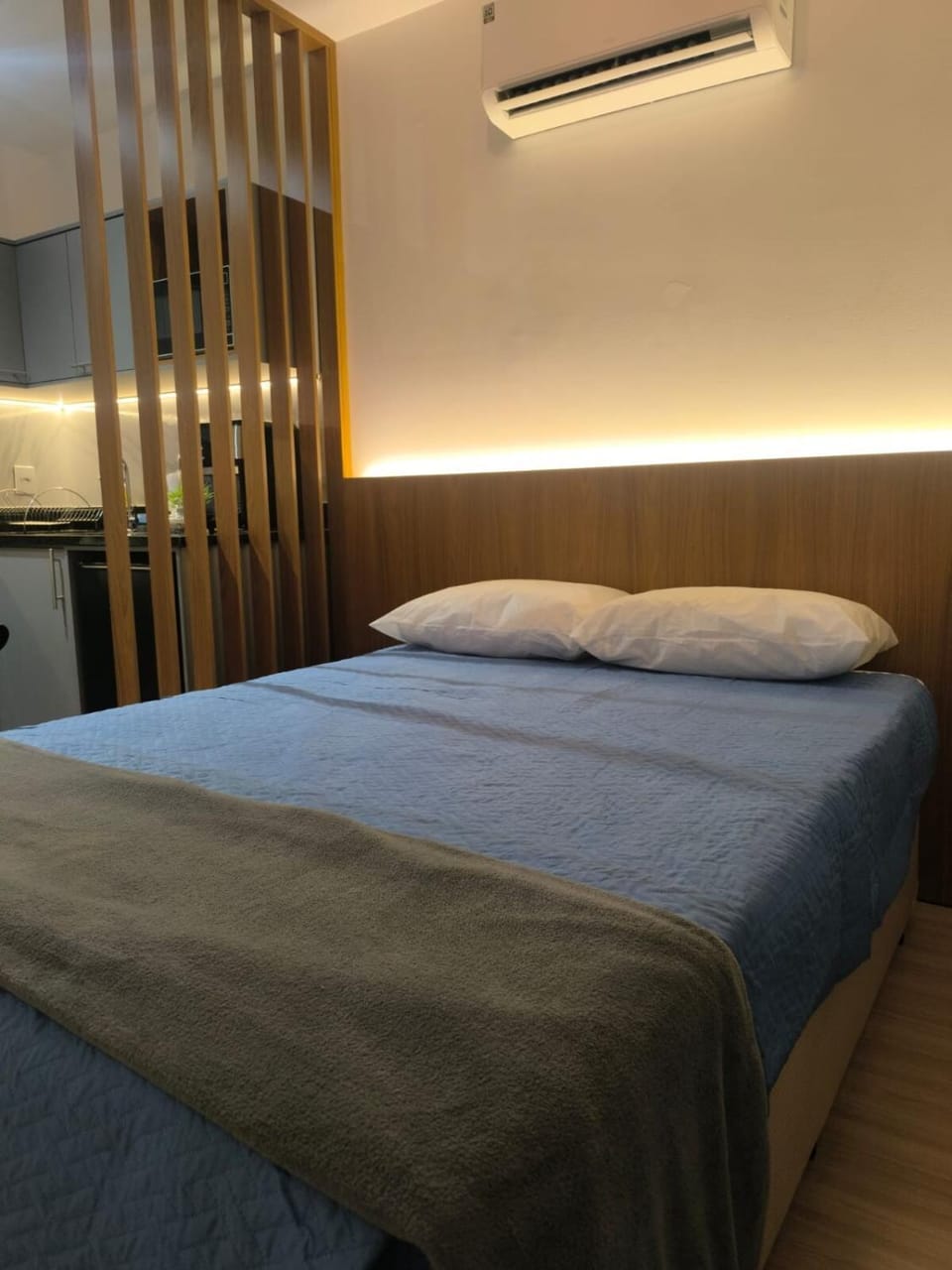 Bed, Photo of the whole room, Bedroom, air conditioner