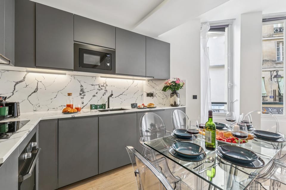 Kitchen or kitchenette, stove