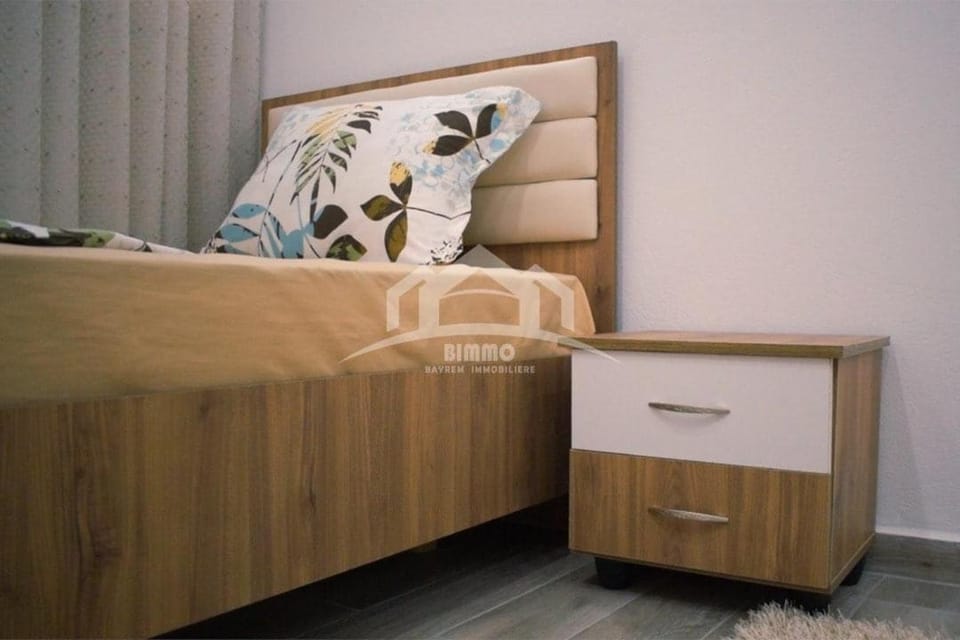 Bed, wardrobe