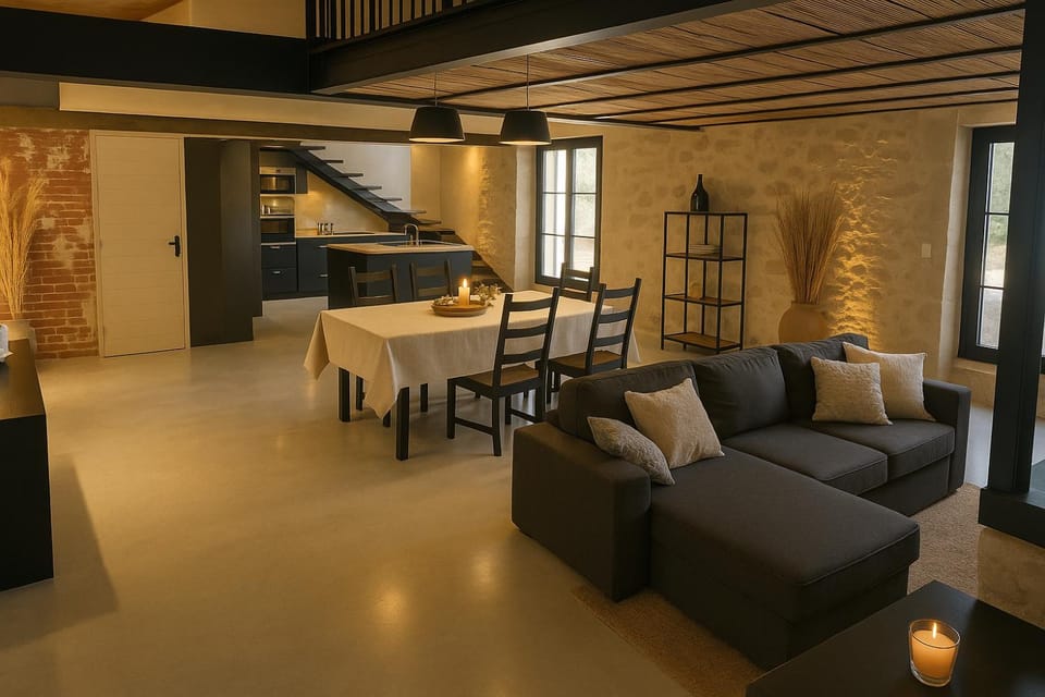 Patio, Living room, Seating area, Dining area, microwave, oven, kitchen, air conditioner