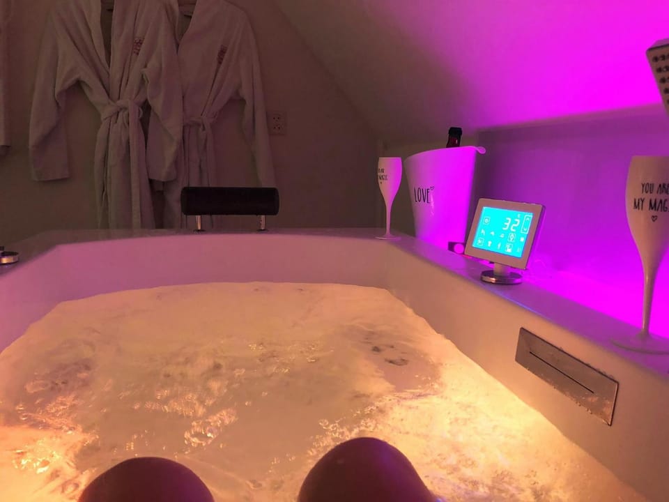 De Elysium 4-persoons met bubbelbad binnen én buiten hotspring bad, sauna, sunshower, stadstuin, wifi House in Gelderland, Netherlands