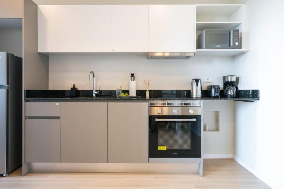 Kitchen or kitchenette, stove