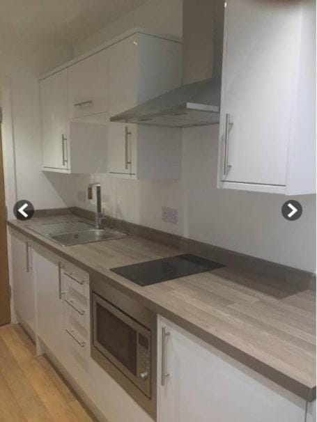Kitchen or kitchenette, stove