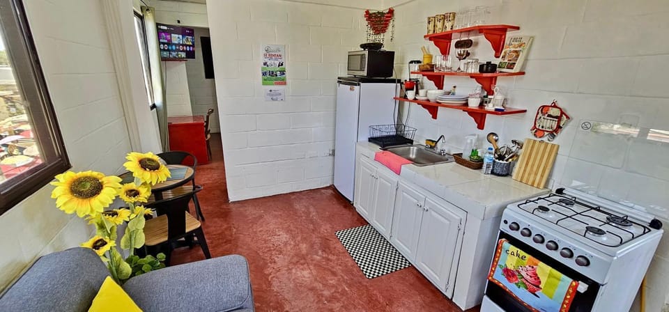 Kitchen or kitchenette, oven, stove, toaster