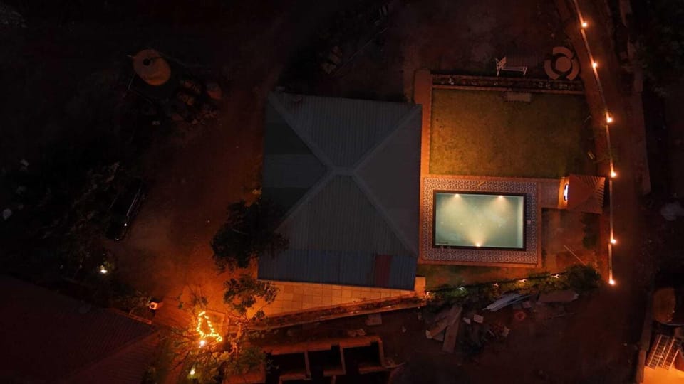 Property building, Night, Swimming pool