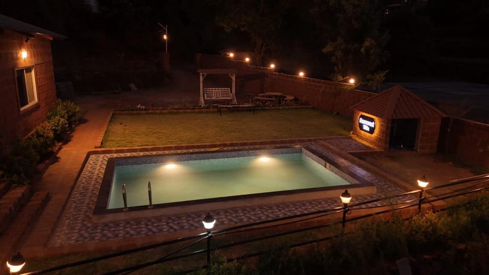 Night, Pool view, Swimming pool