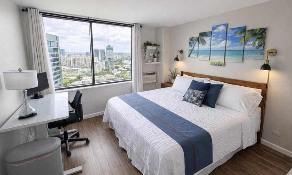 Brand New Waikiki 2BD 2BA Ocean City View, Tax included Apartment in McCully-Moiliili