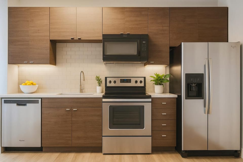 Kitchen or kitchenette, dishwasher, minibar, oven, pet friendly, stove, toaster