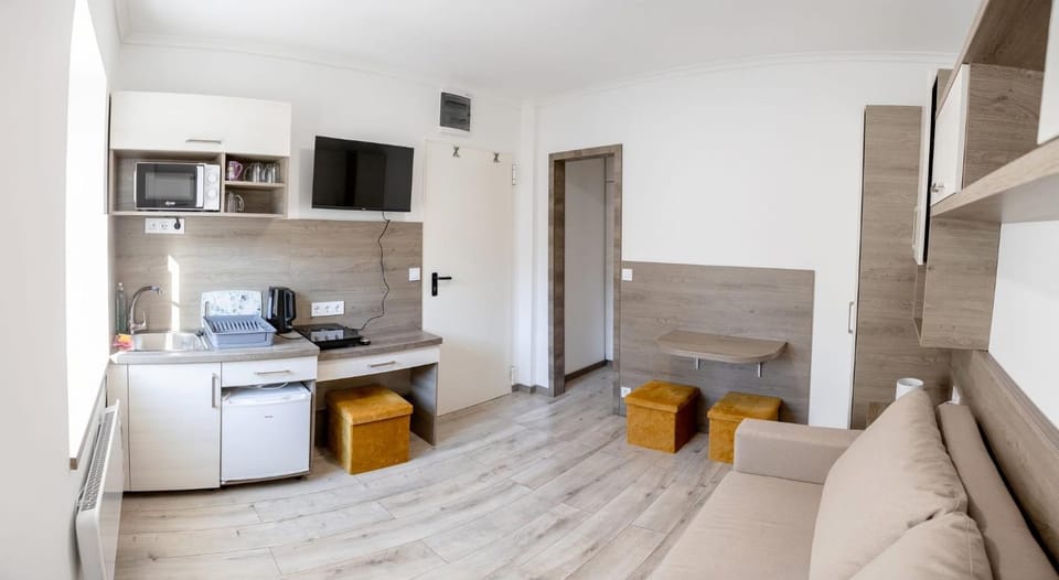Kitchen or kitchenette, Living room, Dining area, stove
