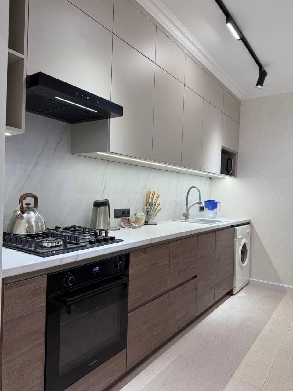 Kitchen or kitchenette, dishwasher, stove