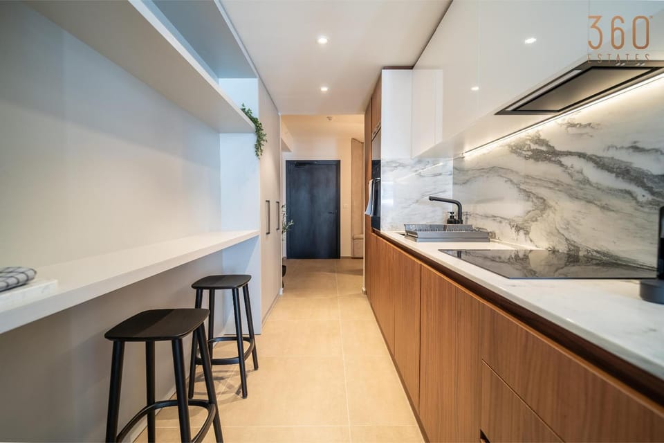 Kitchen or kitchenette, stove