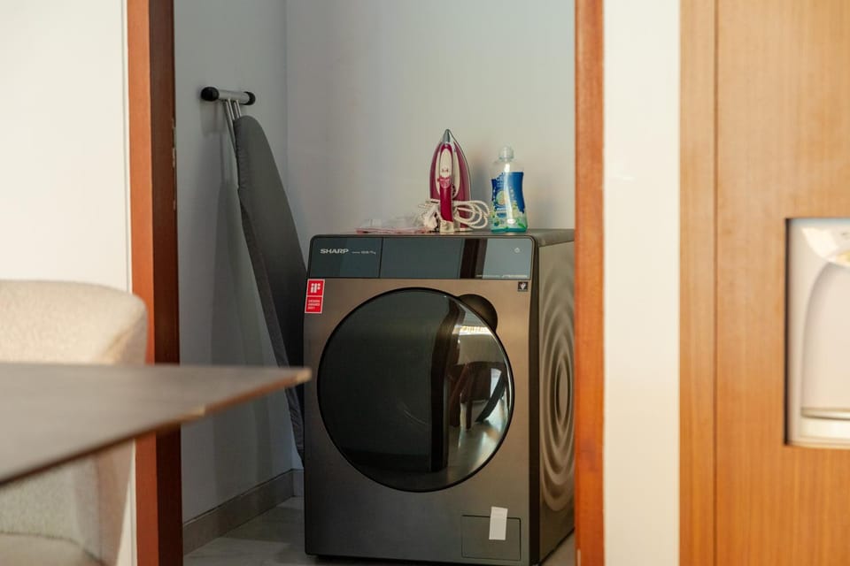 flat iron, washing machine, dryer