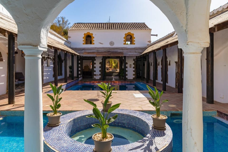 Property building, Living room, Swimming pool