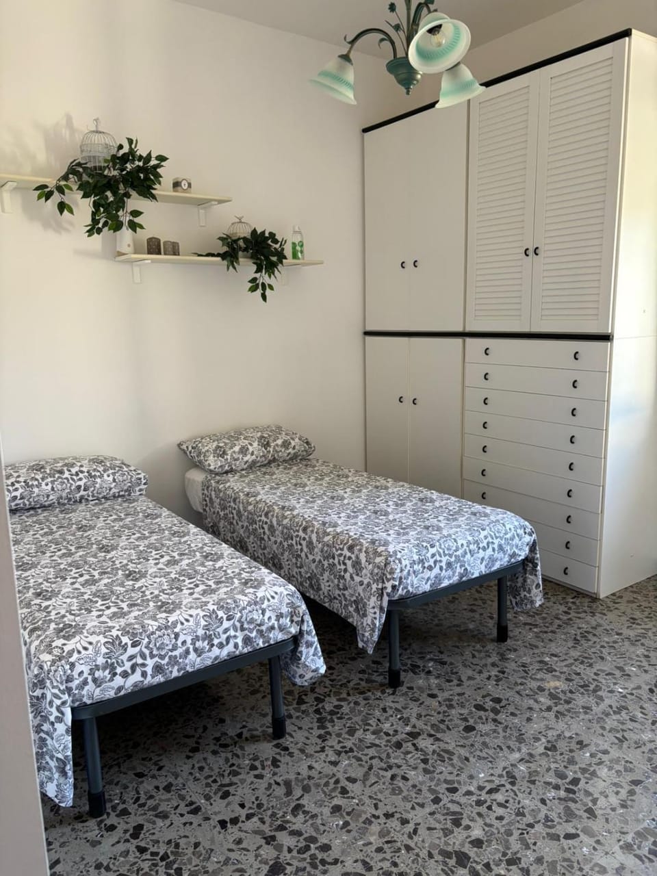 Bed, wardrobe