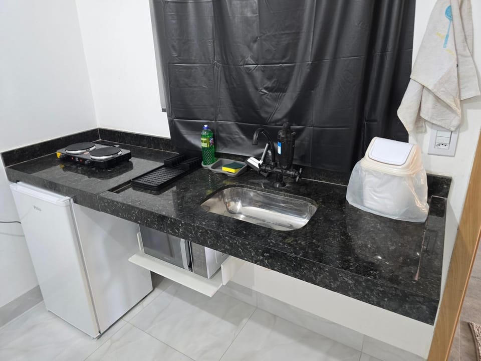 Kitchen or kitchenette, microwave, minibar, stove