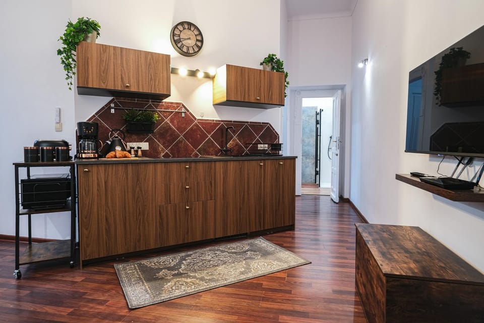 Kitchen or kitchenette, oven, stove