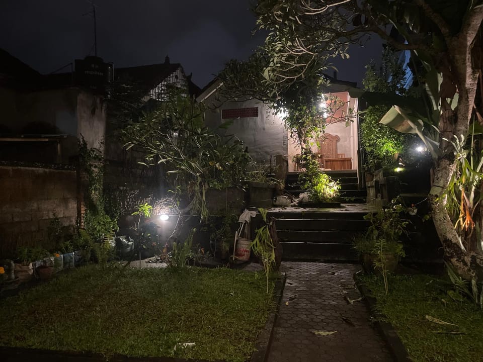 Property building, Night, Garden, Garden view