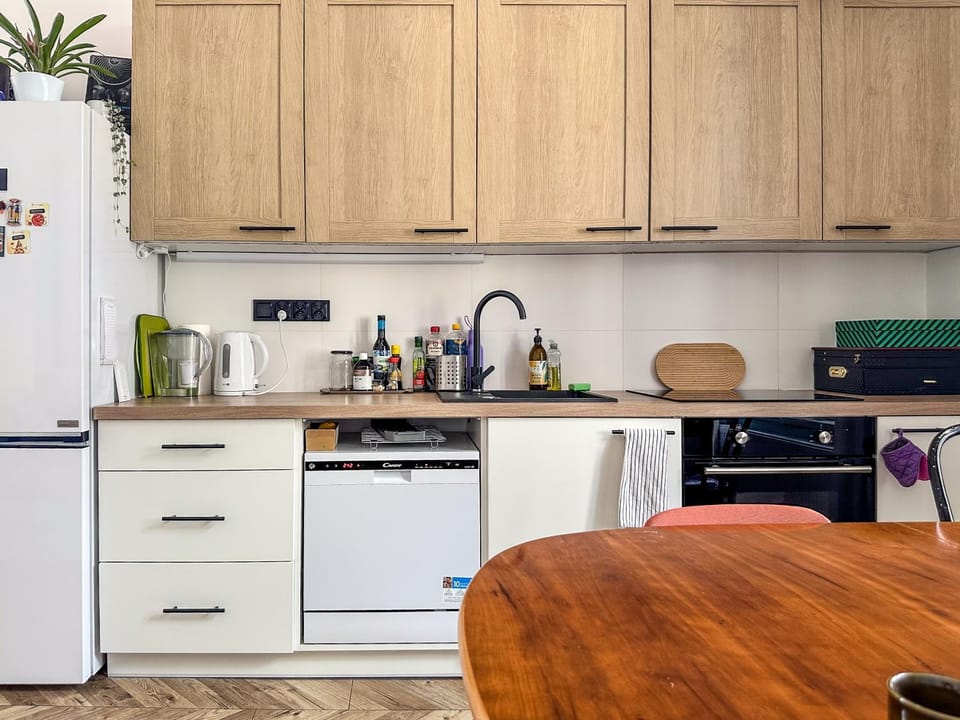 Kitchen or kitchenette, dishwasher