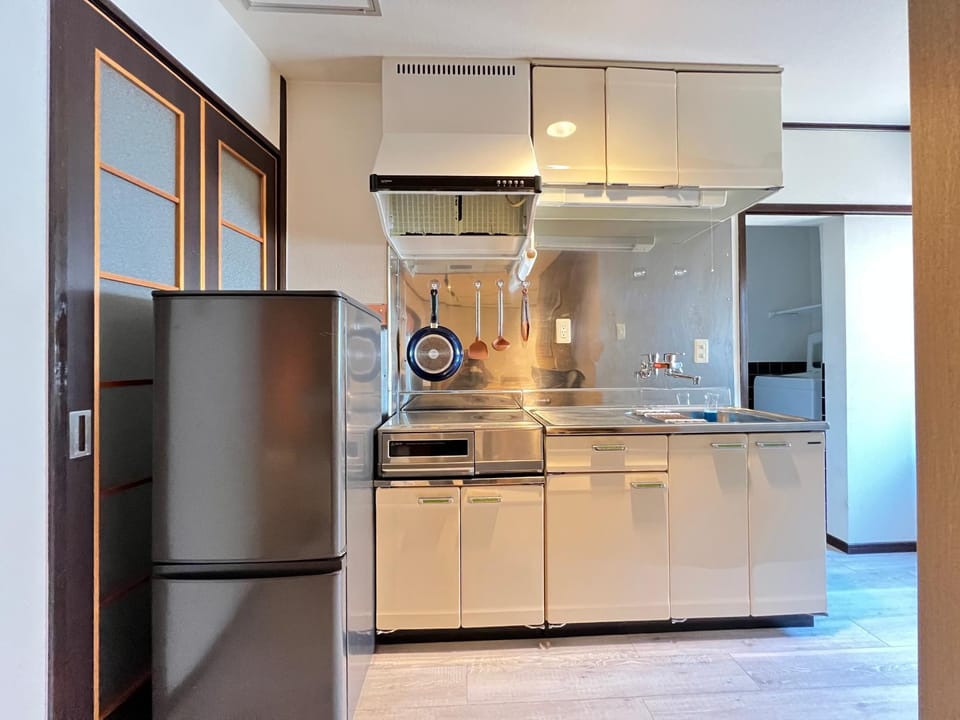 Kitchen or kitchenette, stove