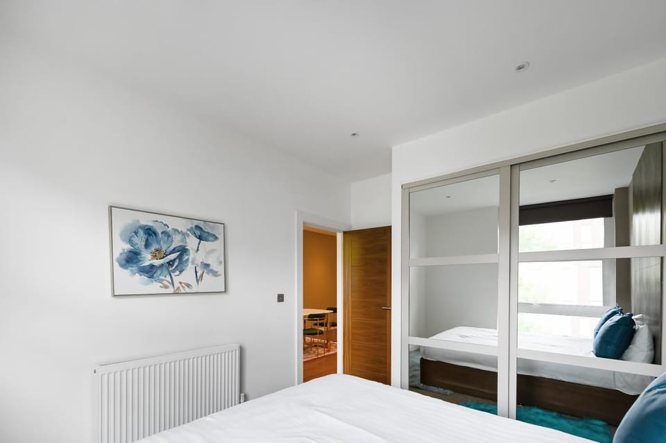 Bed, wardrobe