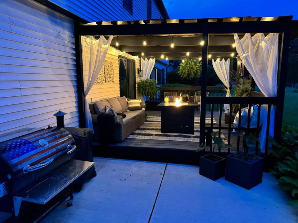 Patio, Night, Garden, View (from property/room), Seating area