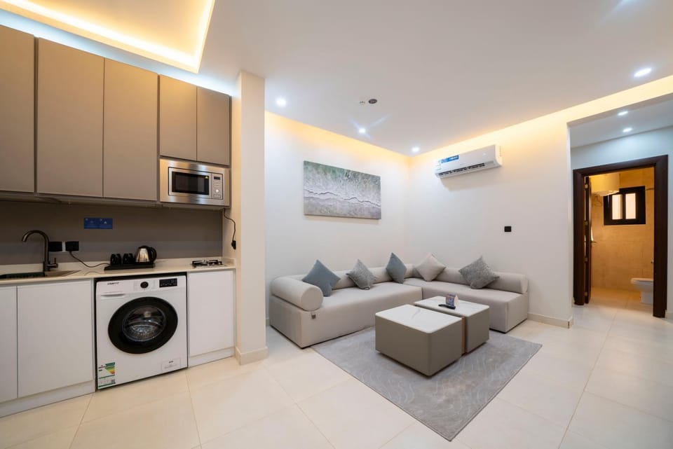Seating area, washing machine, air conditioner