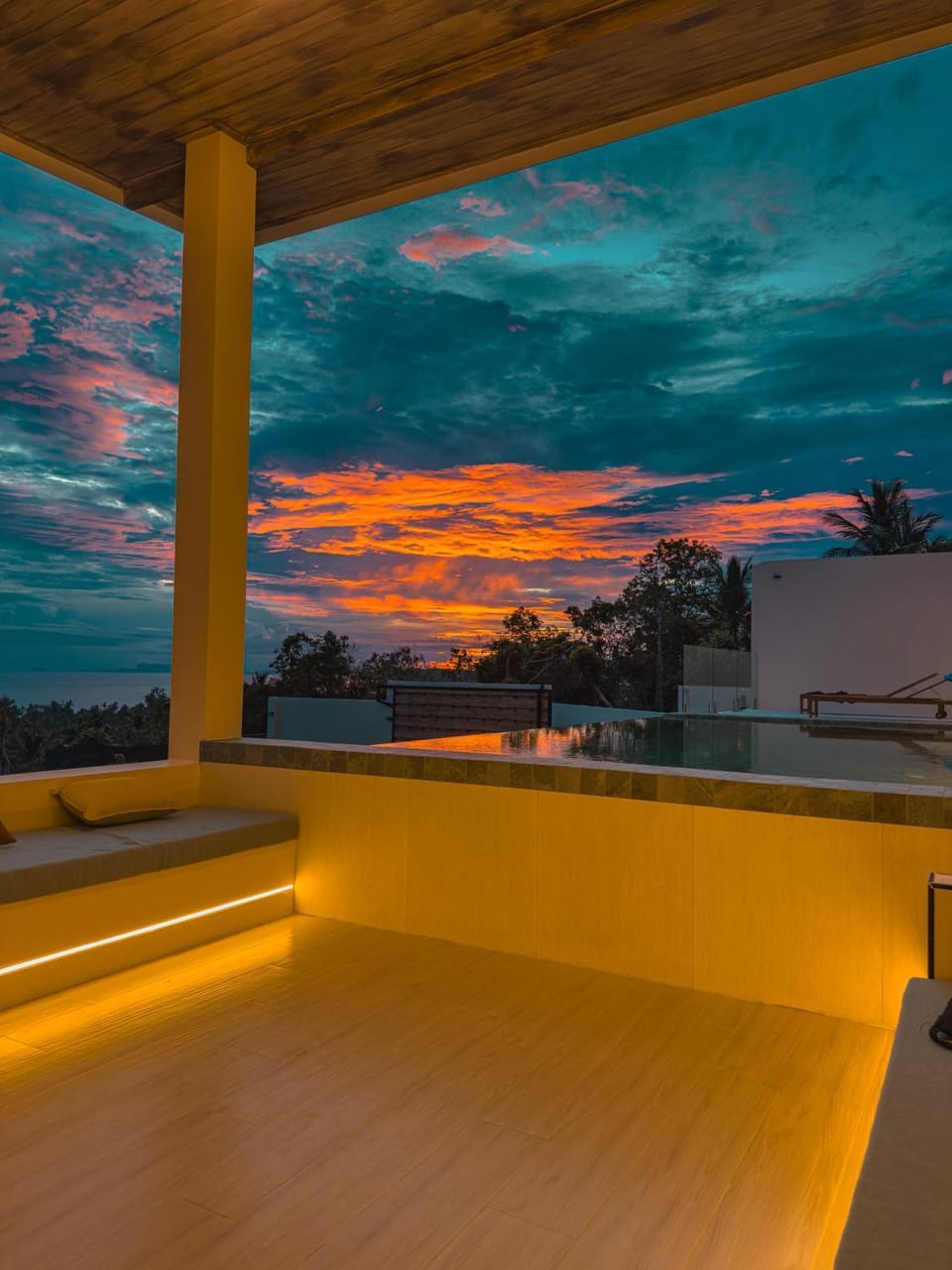 Natural landscape, Pool view, Sunset