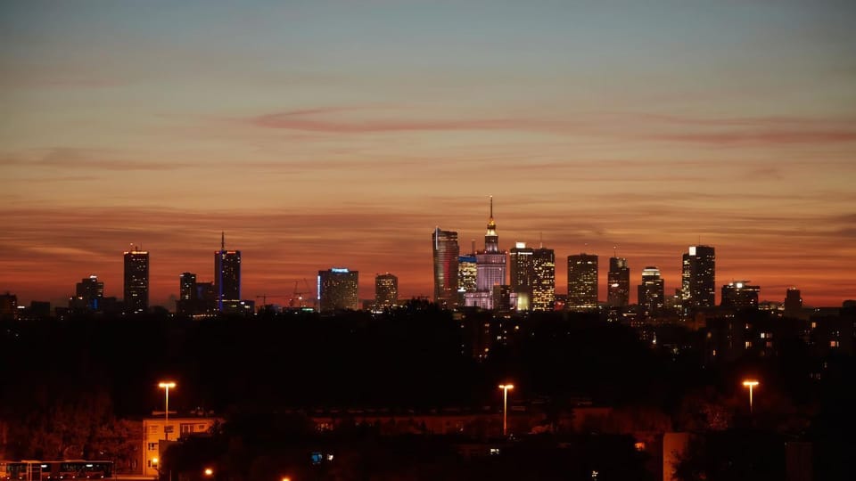 Night, City view, Sunset