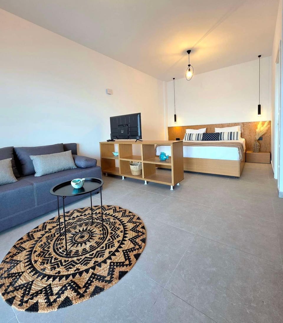 Bed, TV and multimedia, Living room, Seating area, Bedroom