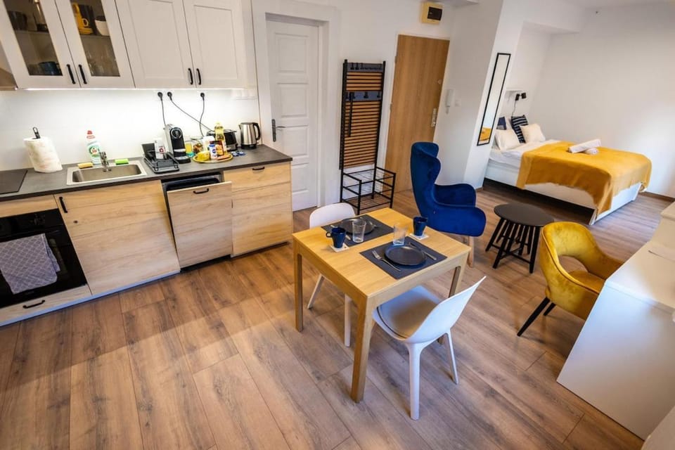 Kitchen or kitchenette, Living room, Dining area, stove