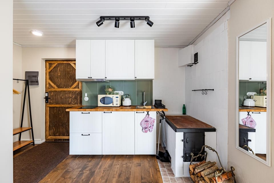 Kitchen or kitchenette, stove, toaster