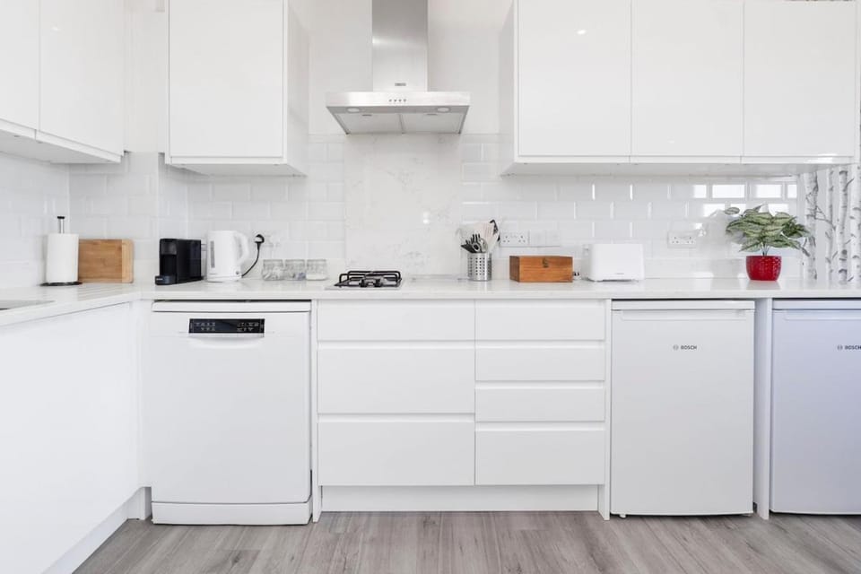 Kitchen or kitchenette, dishwasher, stove