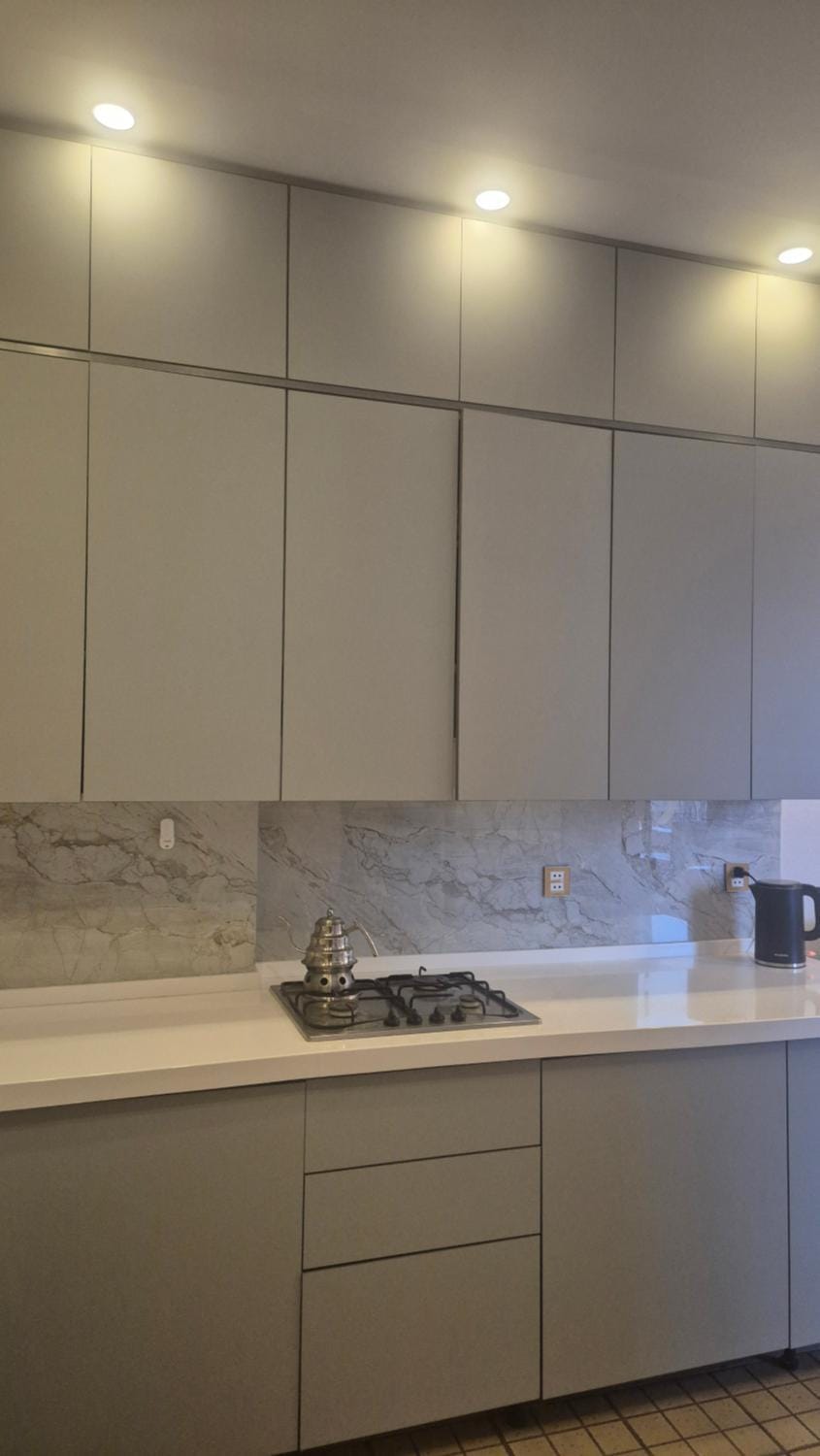 Kitchen or kitchenette, stove