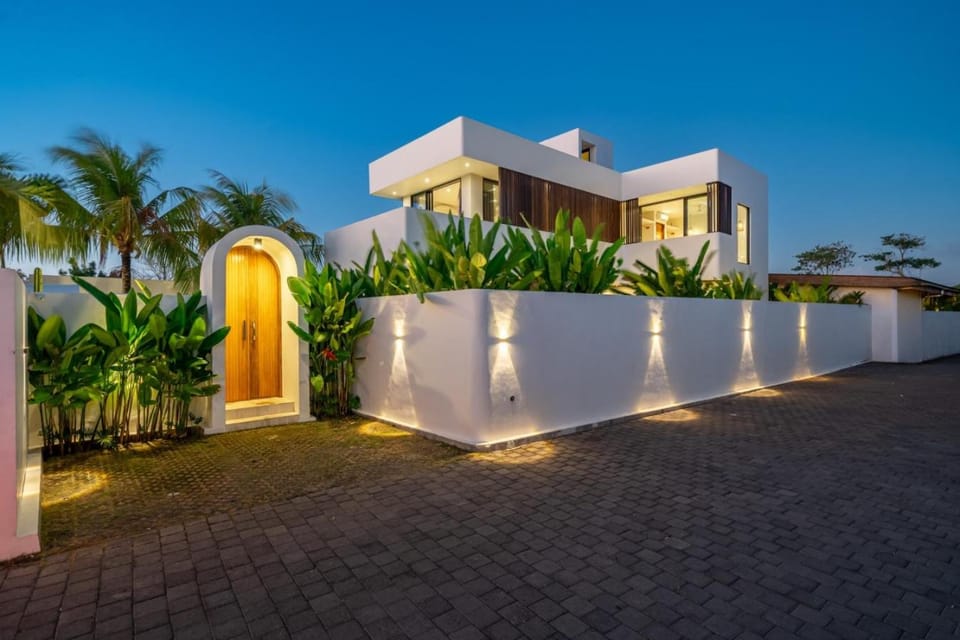 Property building, Facade/entrance, Night, Garden