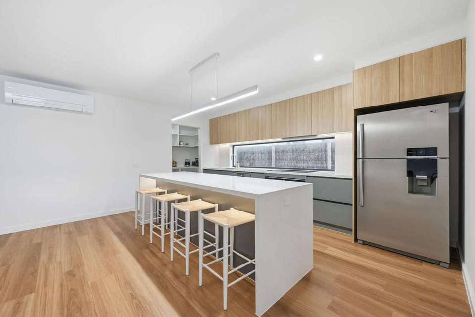 Kitchen or kitchenette, oven, stove, air conditioner