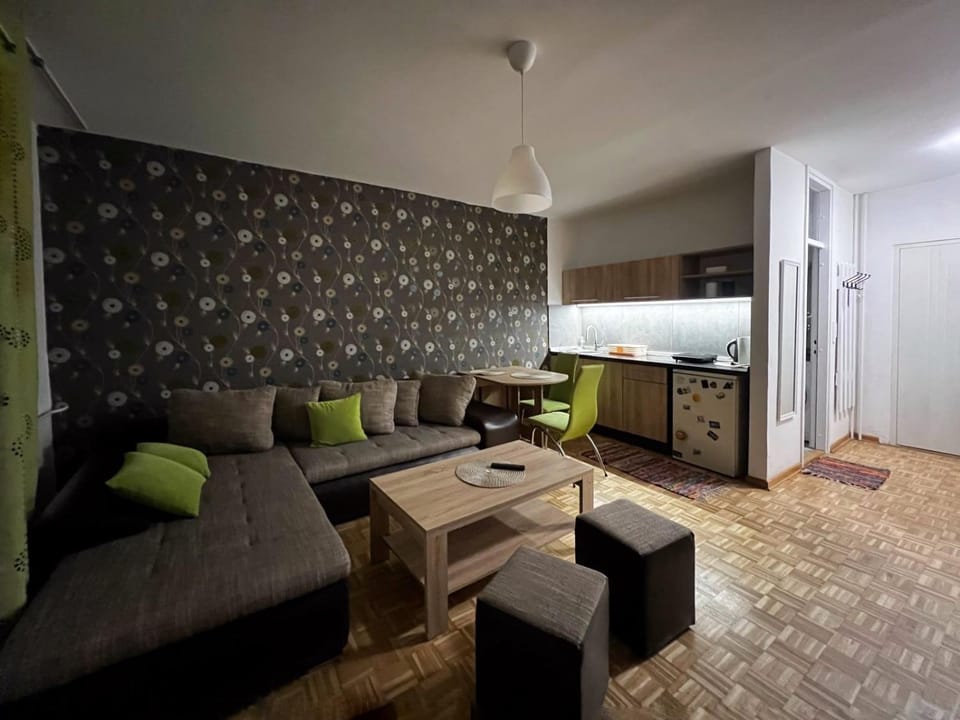 Kitchen or kitchenette, Living room, Seating area, Dining area, stove