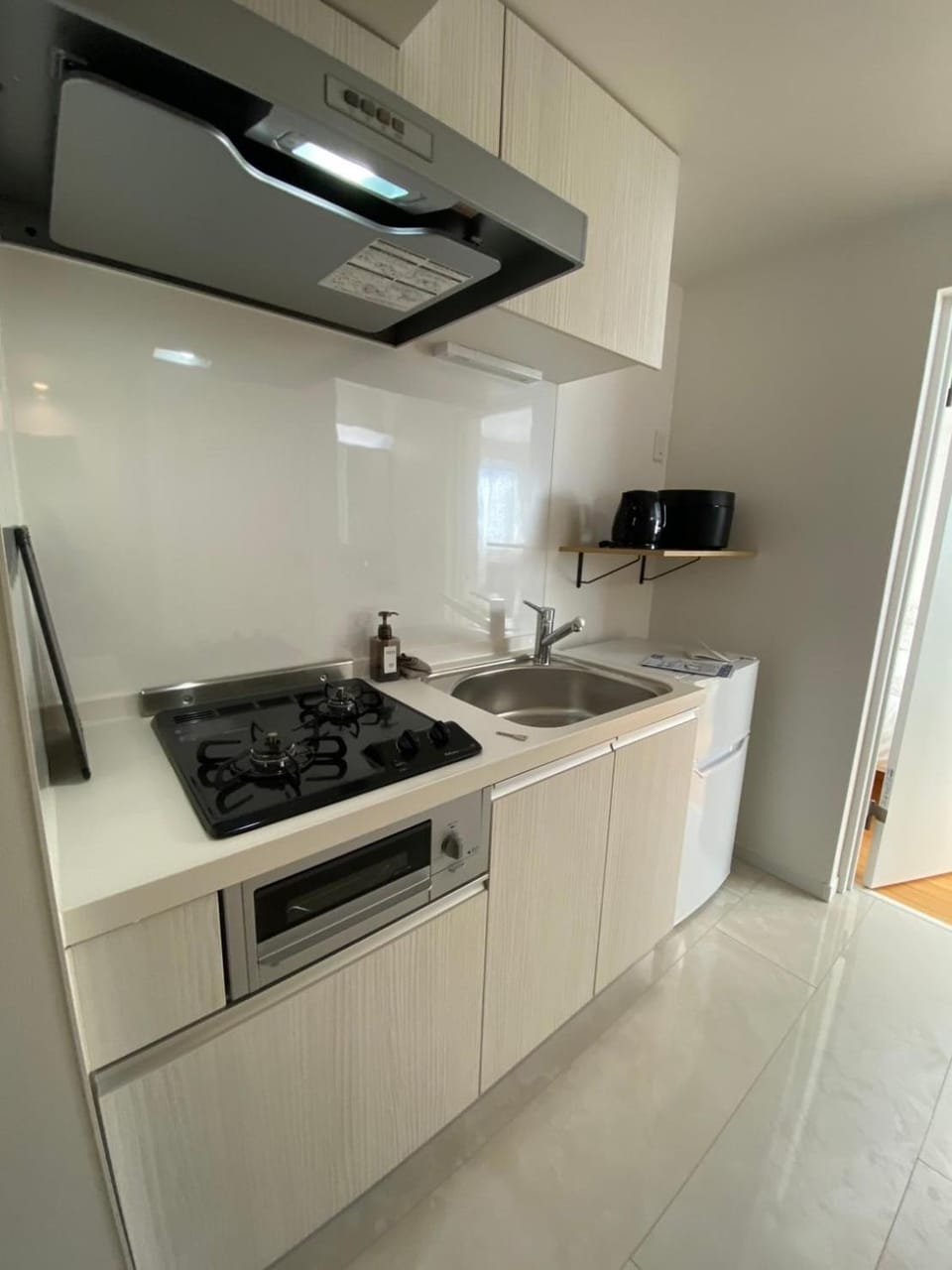 Kitchen or kitchenette, stove