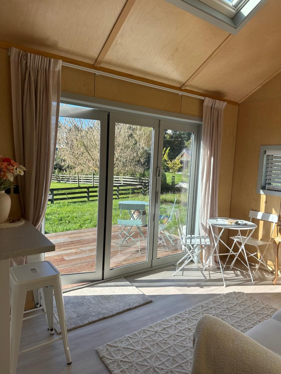 Patio, Spring, Day, View (from property/room), Living room, Seating area, Dining area, Garden view