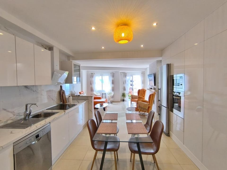 Dining area, dishwasher, microwave, oven, stove, kitchen